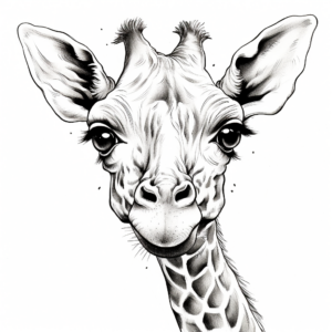Detailed Giraffe Head Coloring Pages for Adults 3