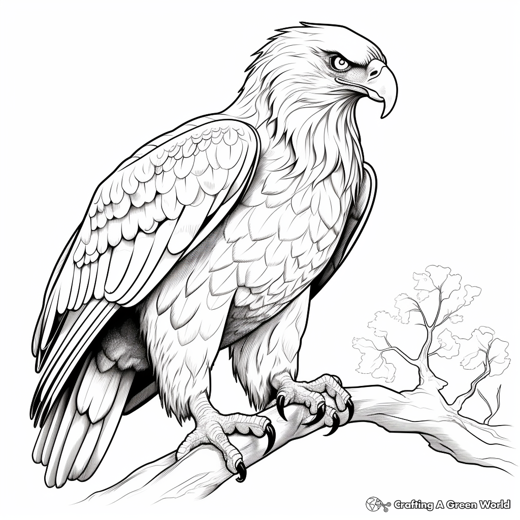 Detailed Golden Eagle for Adults Coloring Pages 1