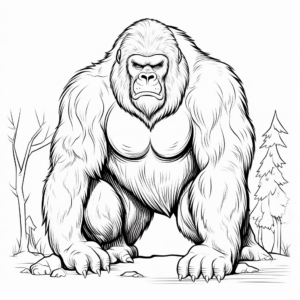 Detailed Gorilla Coloring Page 1