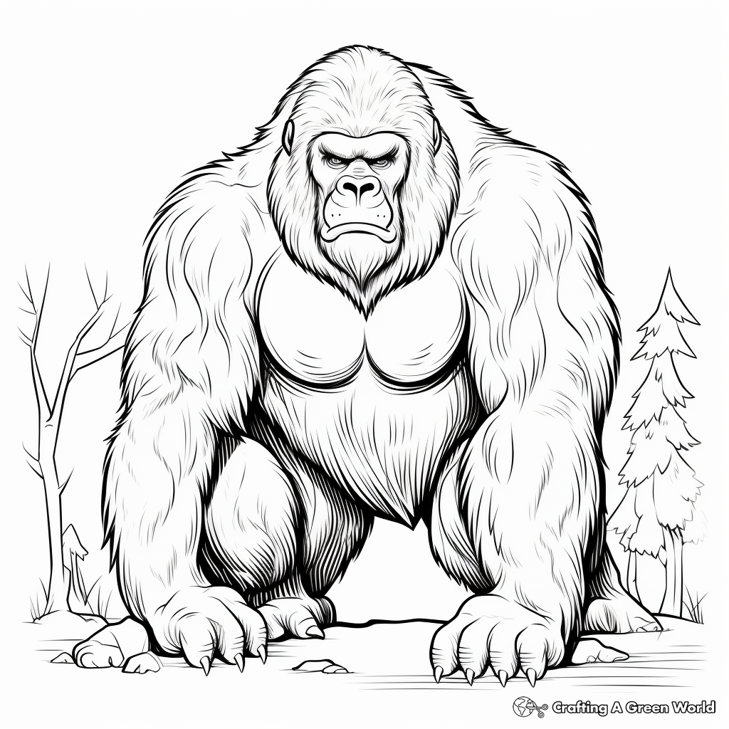 Detailed Gorilla Coloring Page 1