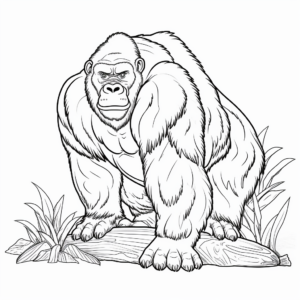 Detailed Gorilla Coloring Page 4