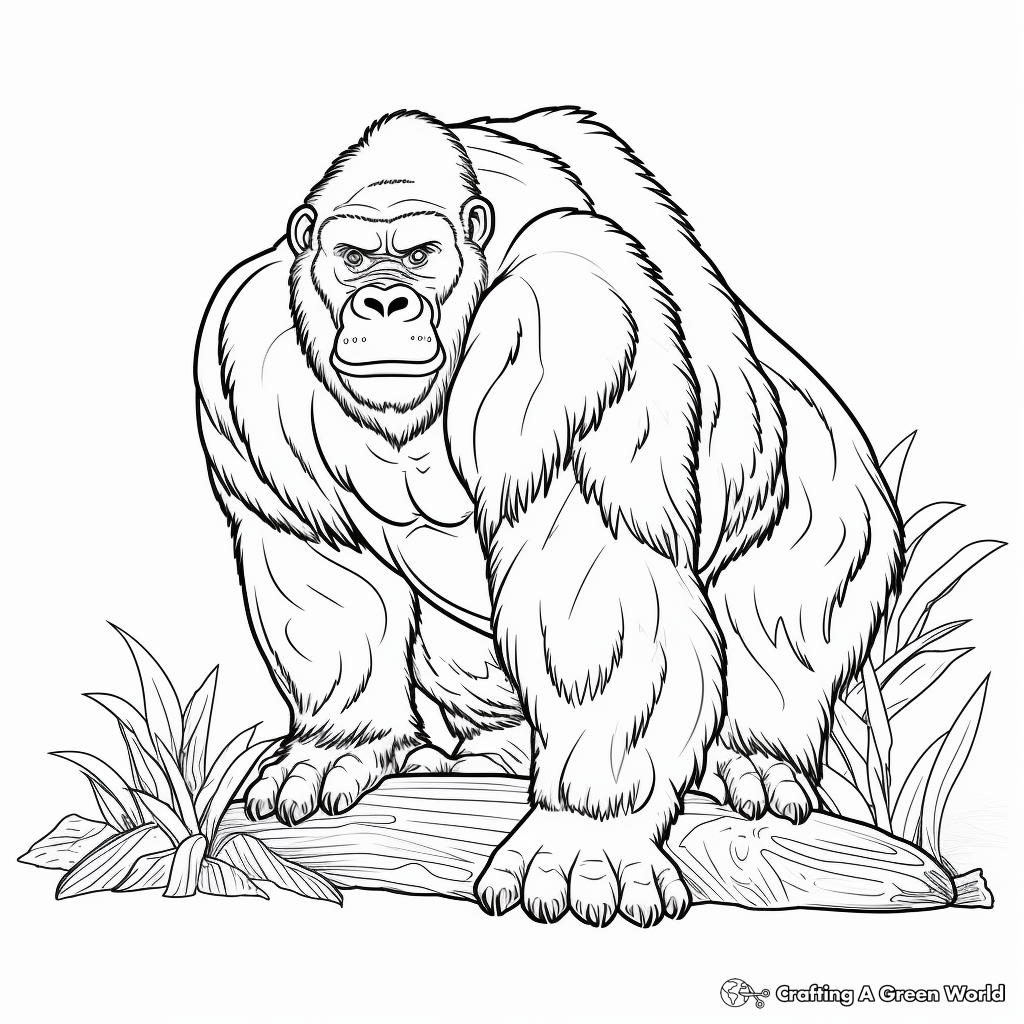 Detailed Gorilla Coloring Page 4