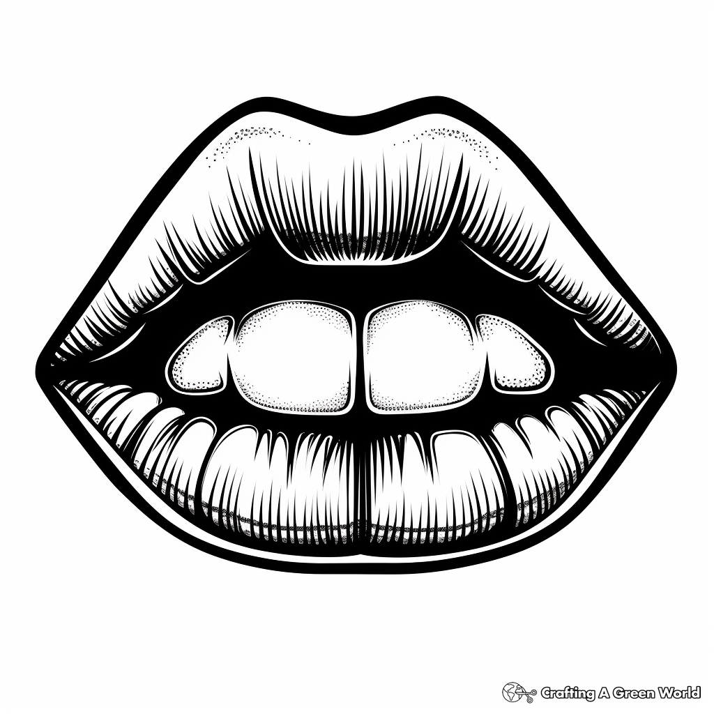 Detailed Goth Black Lips Coloring Pages for Adults 2
