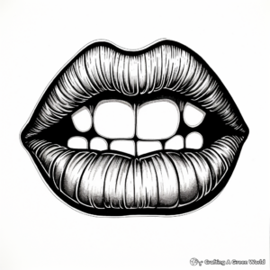 Detailed Goth Black Lips Coloring Pages for Adults 3