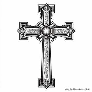 Detailed Gothic Cross Coloring Sheets for Adults 2
