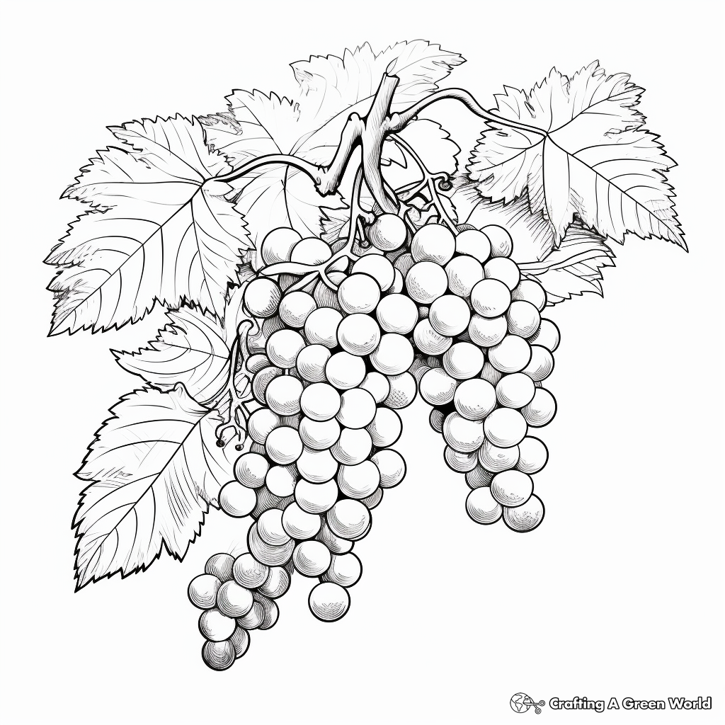Detailed Grape Vine Coloring Pages for Artists 1