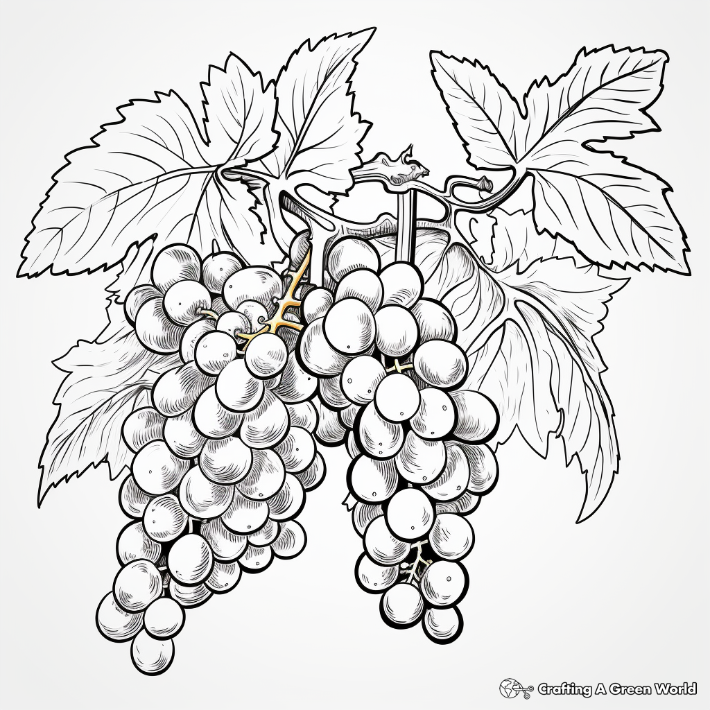 Detailed Grape Vine Coloring Pages for Artists 2