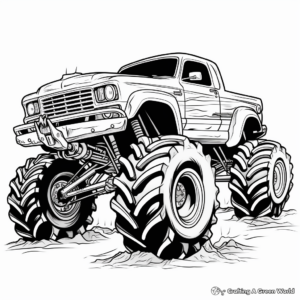 Detailed Grave Digger Monster Truck Coloring Pages for Adults 1