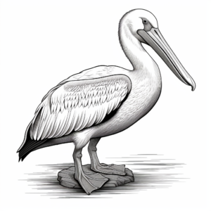 Detailed Great White Pelican Coloring Pages for Adults 1