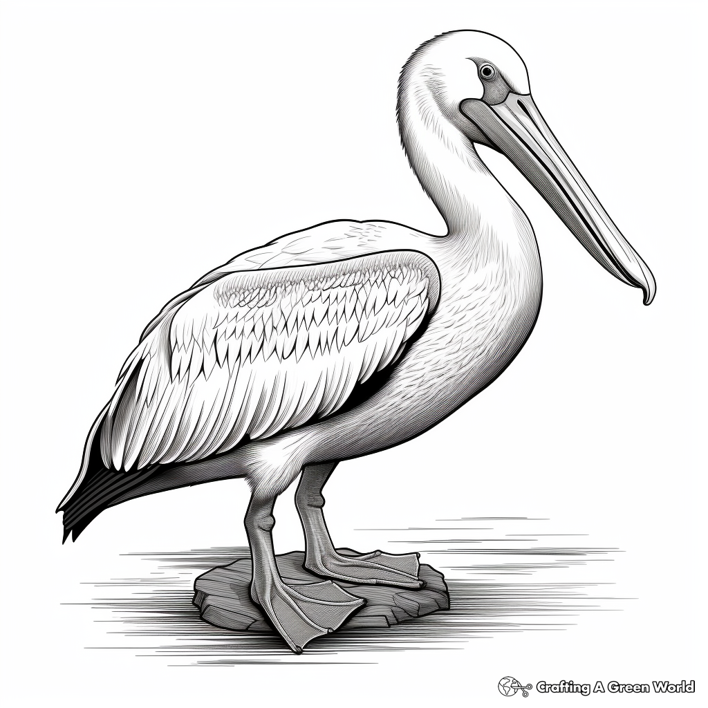 Detailed Great White Pelican Coloring Pages for Adults 1