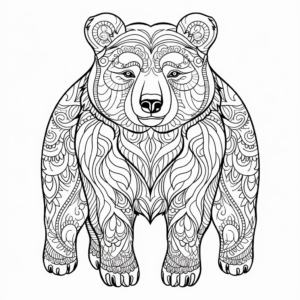 Detailed Grizzly Bear Coloring Pages for Adults 4