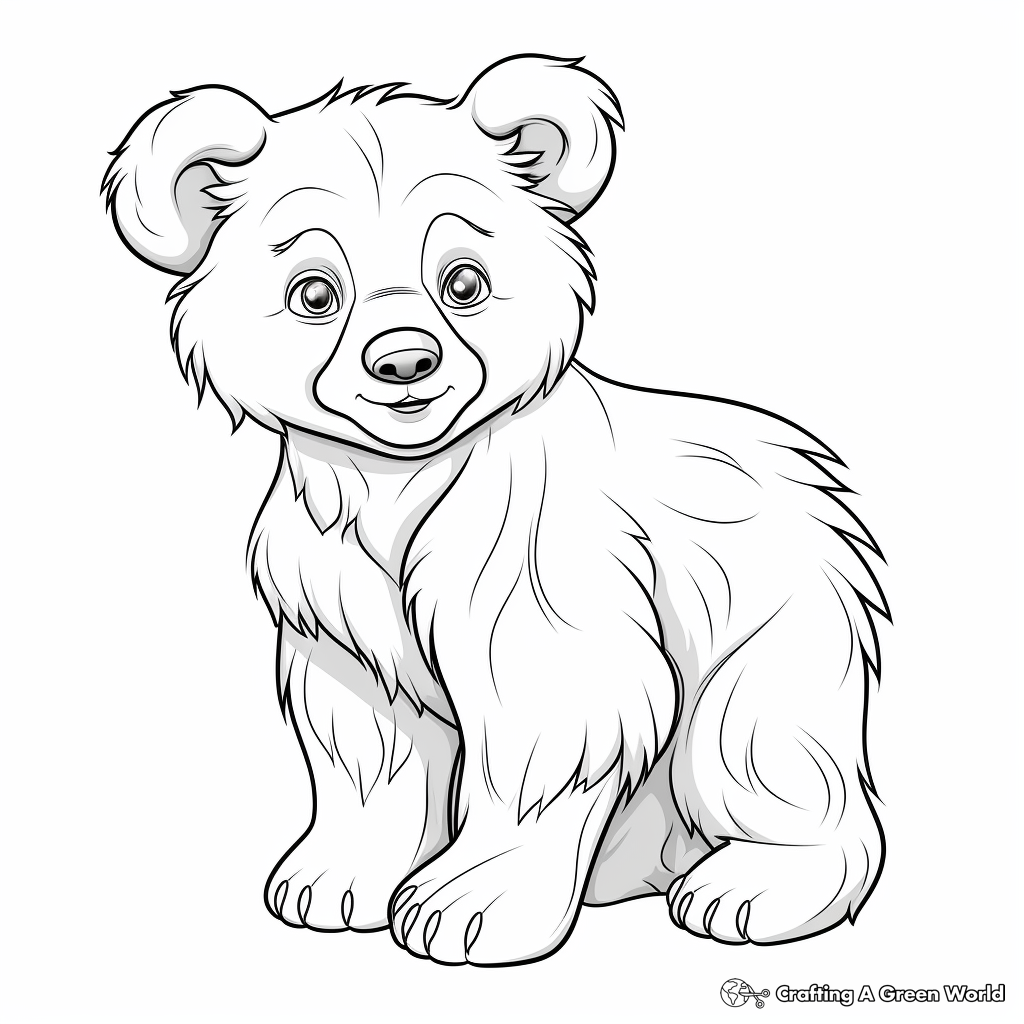 Detailed Grizzly Bear Cub Coloring Pages 1