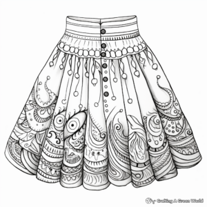 Detailed Gypsy Skirt Coloring Pages for Adults 1