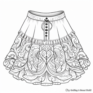 Detailed Gypsy Skirt Coloring Pages for Adults 2