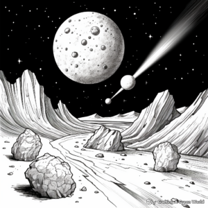 Detailed Halley's Comet Coloring Pages for Adults 4