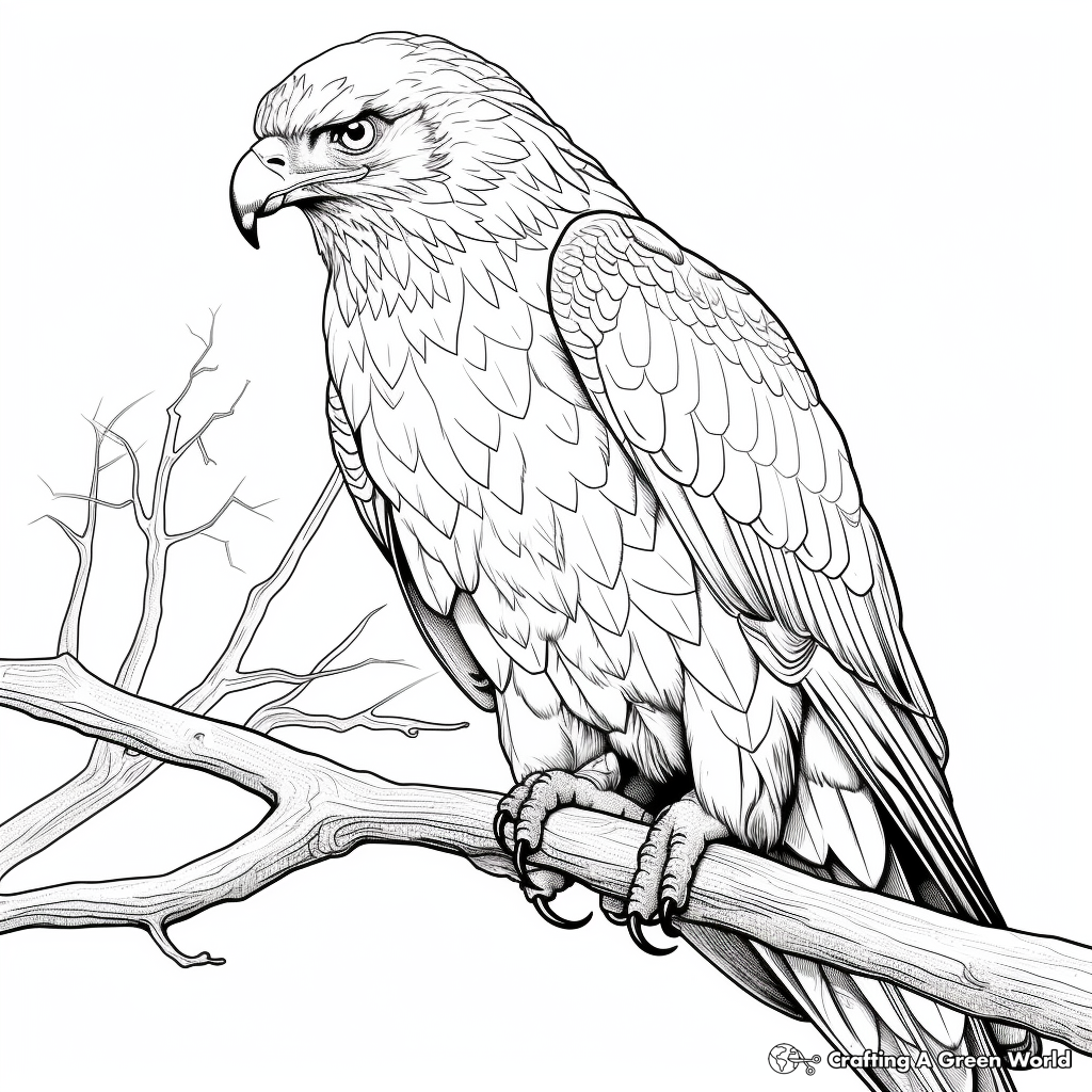 Detailed Harris Hawk Coloring Sheets for Adults 3