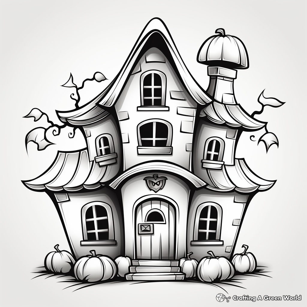 Detailed Haunted House Coloring Sheets 1