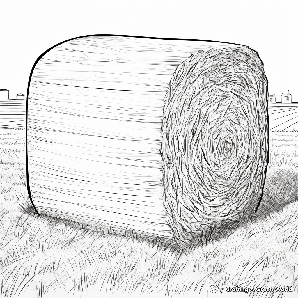 Detailed Hay Bale Coloring Pages for Adults 1