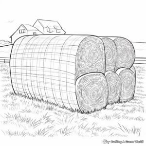 Detailed Hay Bale Coloring Pages for Adults 2