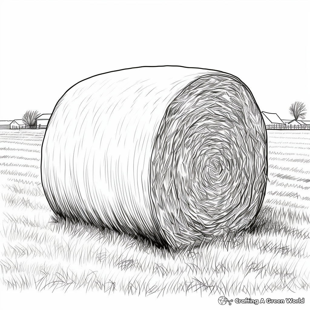 Detailed Hay Bale Coloring Pages for Adults 3