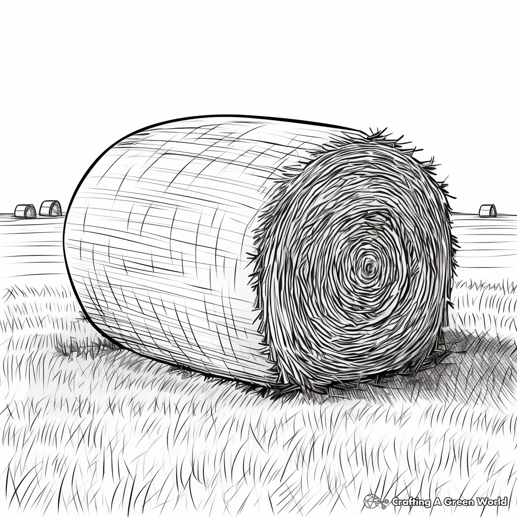 Detailed Hay Bale Coloring Pages for Adults 4