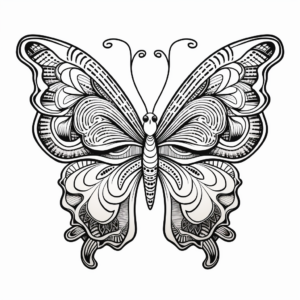 Detailed Heart Butterfly Coloring Pages 3