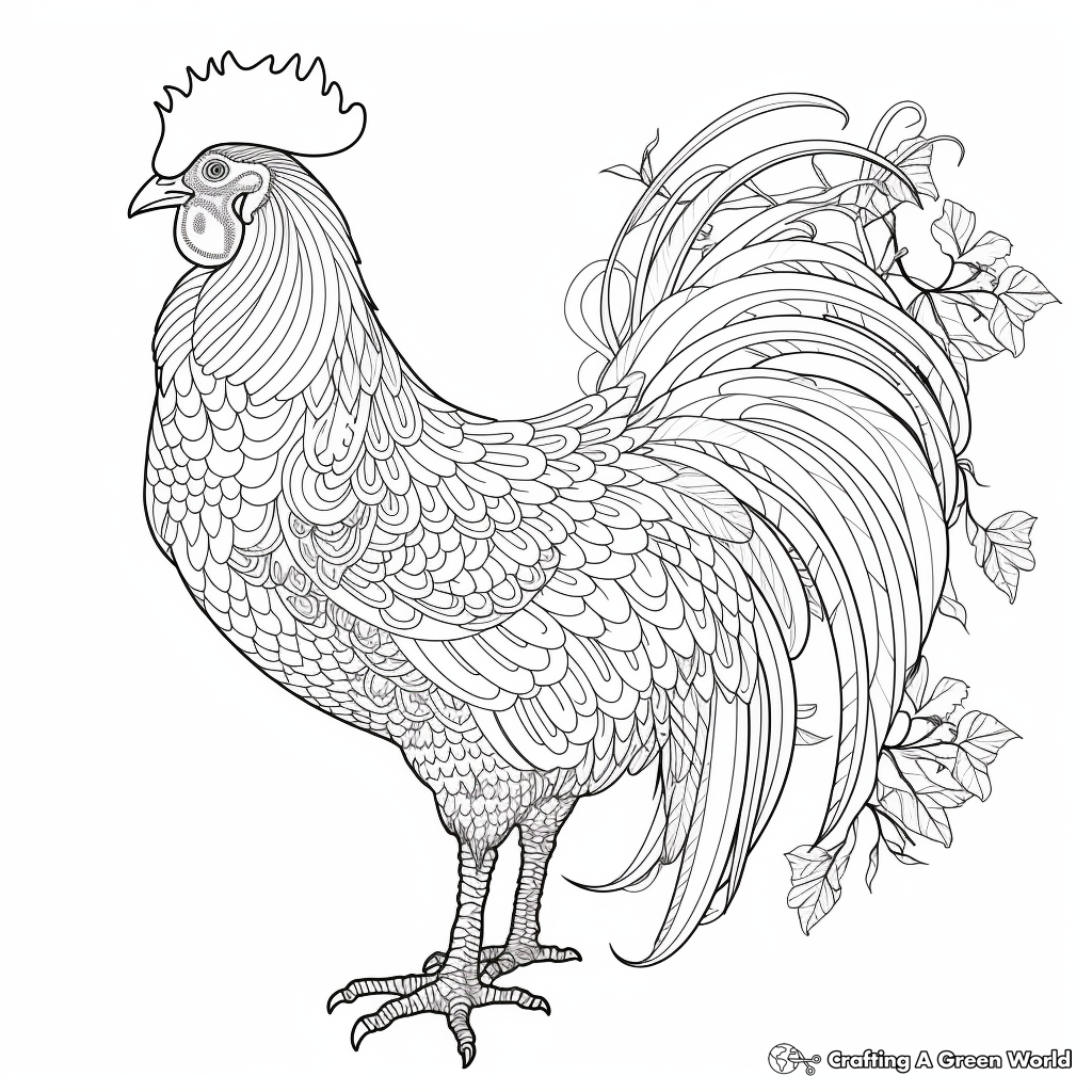 Detailed Hen and Rooster Coloring Pages 3