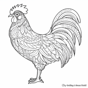 Detailed Hen and Rooster Coloring Pages 4