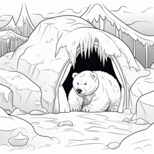 Detailed Hibernating Bear Cave Coloring Pages 3
