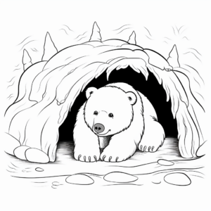 Detailed Hibernating Bear Cave Coloring Pages 4