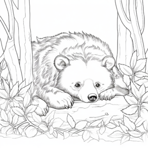 Detailed Hibernating Grizzly Bear Coloring Pages 4