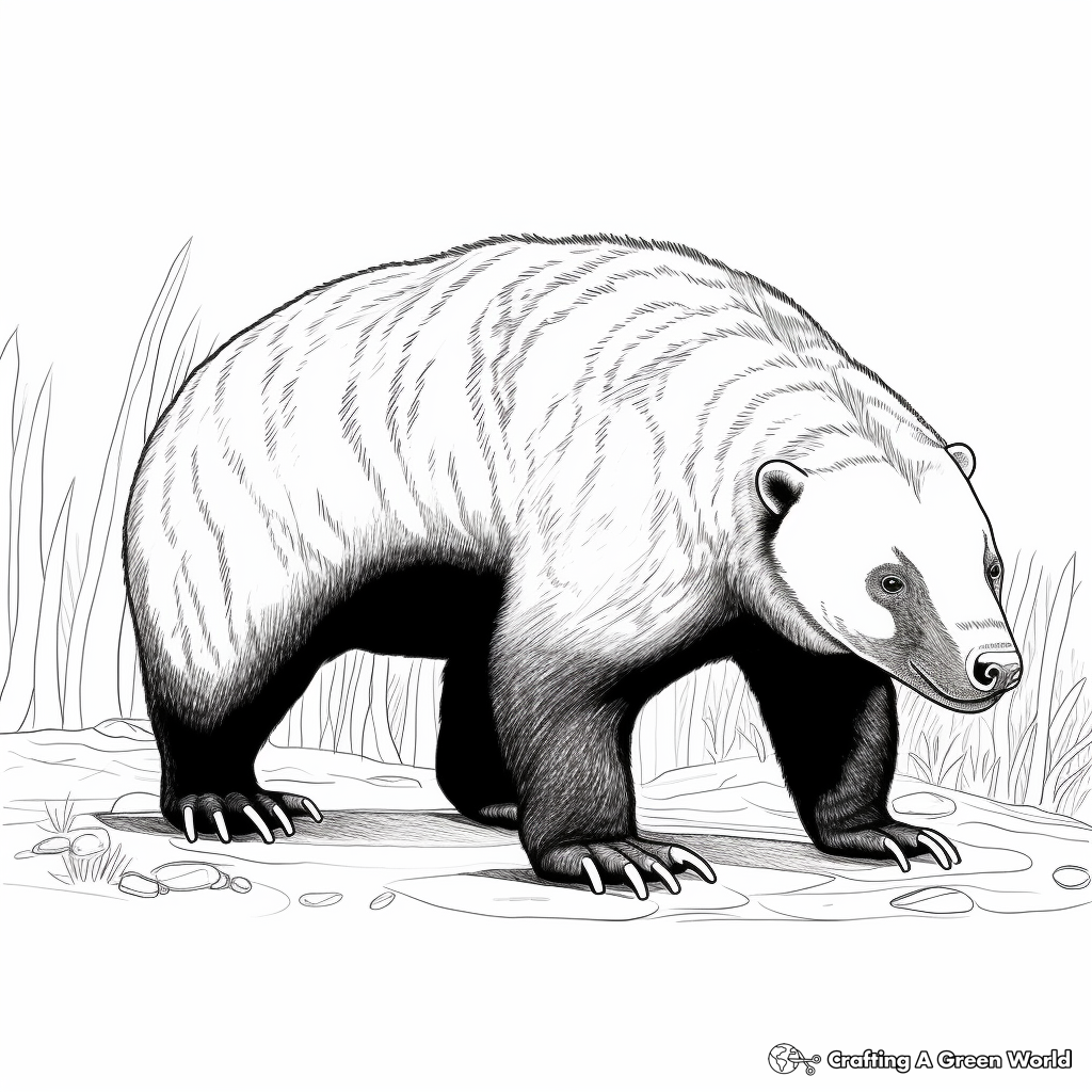 Detailed Honey Badger Coloring Pages for Adults 1