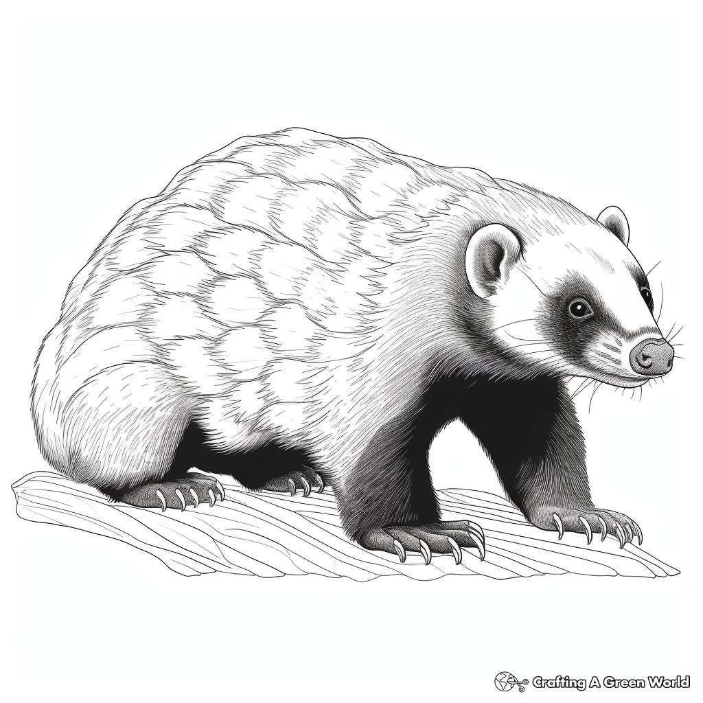 Detailed Honey Badger Coloring Pages for Adults 3