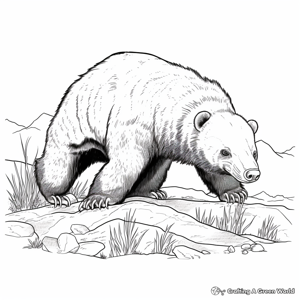 Detailed Honey Badger Coloring Pages for Adults 4