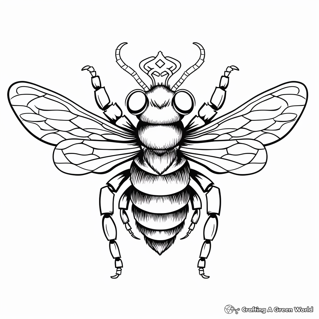 Detailed Honeybee Queen Coloring Pages 3