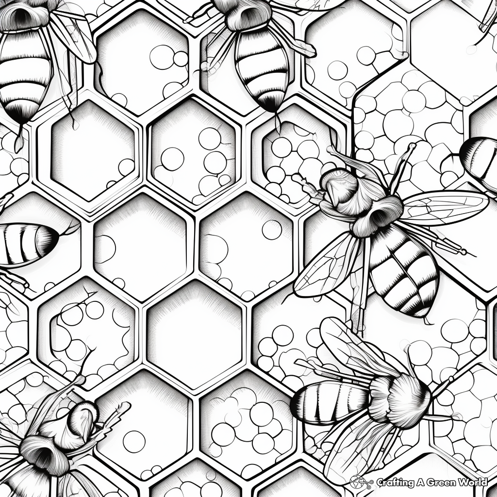 Detailed Honeycomb Pattern Coloring Pages 2