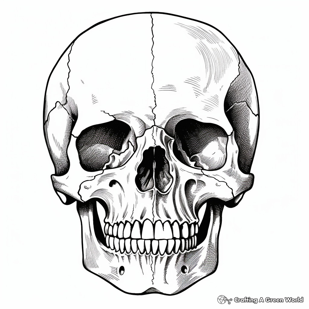 Detailed Human Skull Anatomy Coloring Pages 2