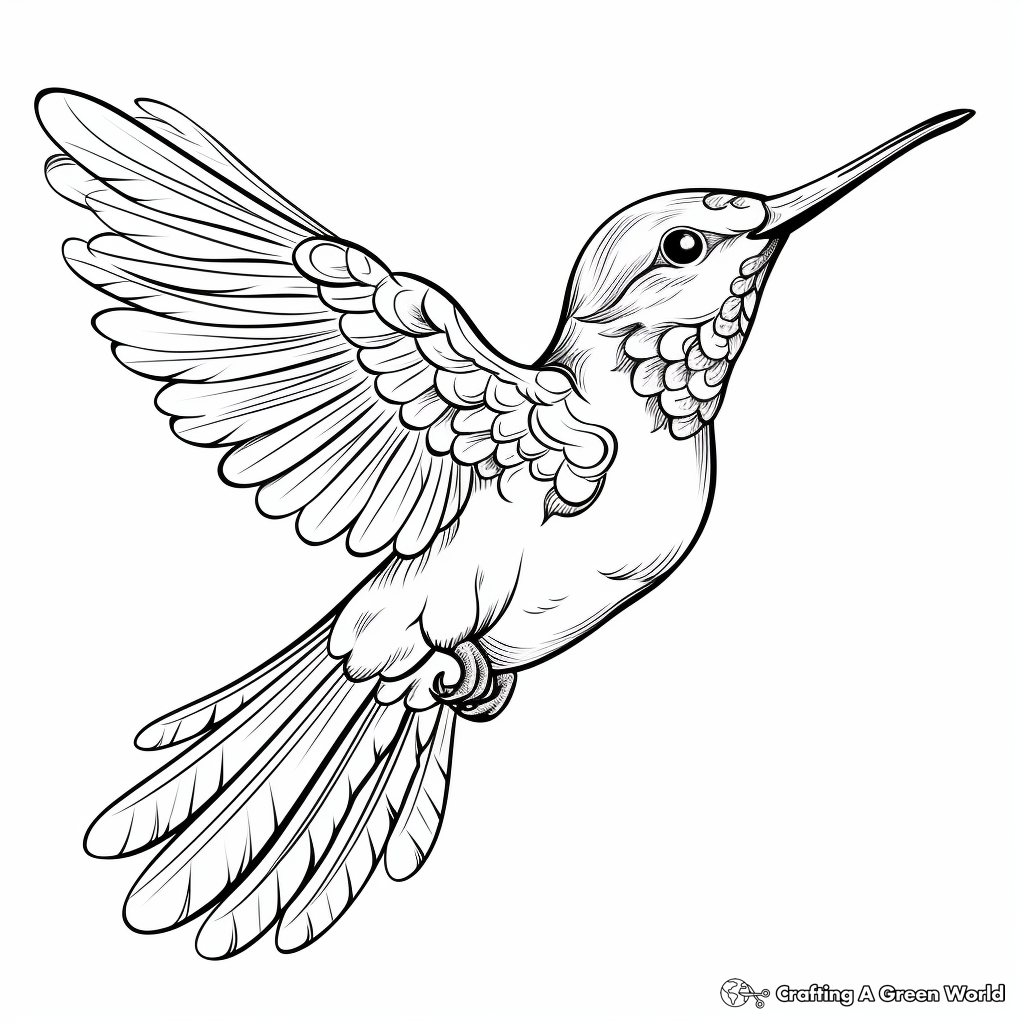 Detailed Hummingbird Coloring Pages for Adults 1