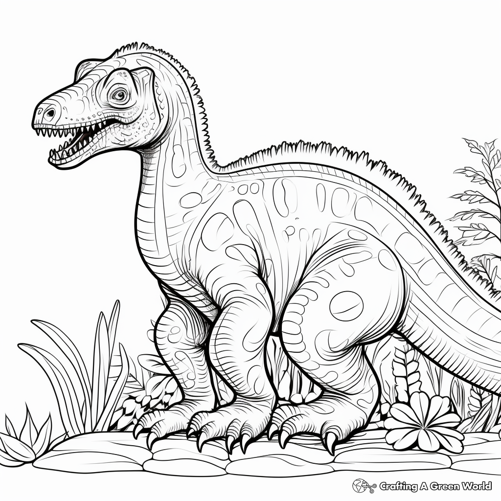 Detailed Iguanodon Coloring Pages for Adults 1