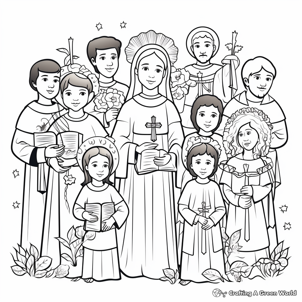 Detailed images of Saints Coloring Pages for Adults 4