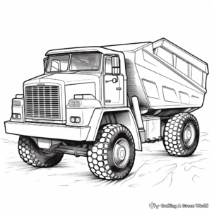 Detailed Industrial Dump Truck Coloring Pages for Adults 2