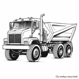 Detailed Industrial Dump Truck Coloring Pages for Adults 4