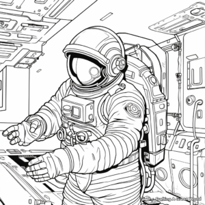 Detailed International Space Station and Astronaut Coloring Pages 4