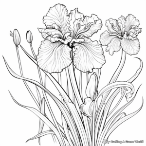 Detailed Iris Flower Coloring Pages for Children 2