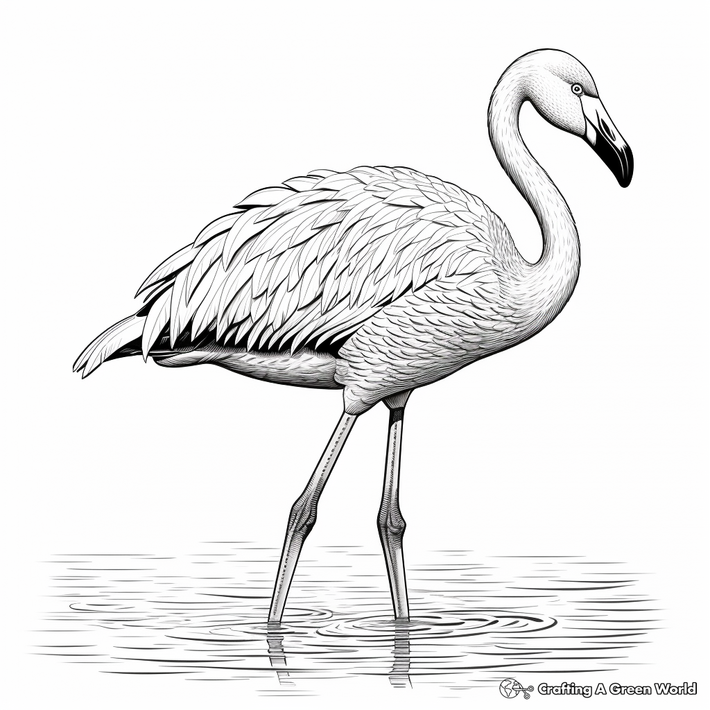 Detailed James's Flamingo Coloring Pages for Adults 1