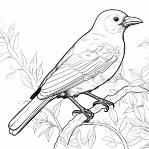 Detailed Jungle Crow Coloring Pages for Adults 1