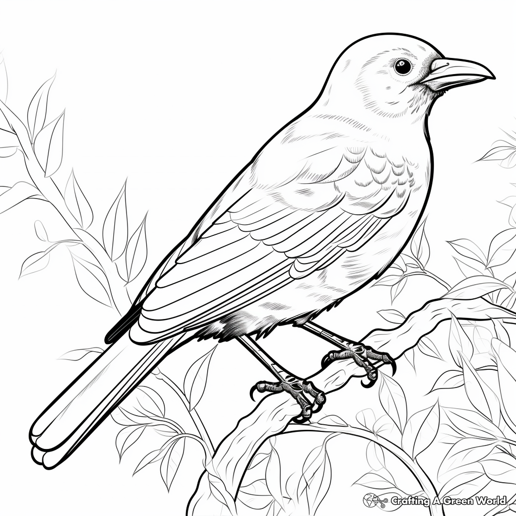 Detailed Jungle Crow Coloring Pages for Adults 1
