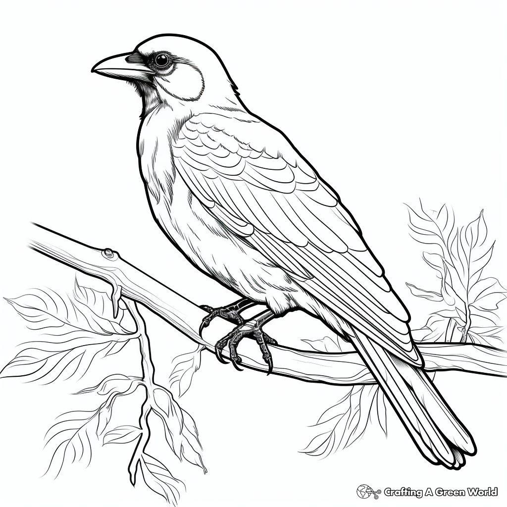 Detailed Jungle Crow Coloring Pages for Adults 3