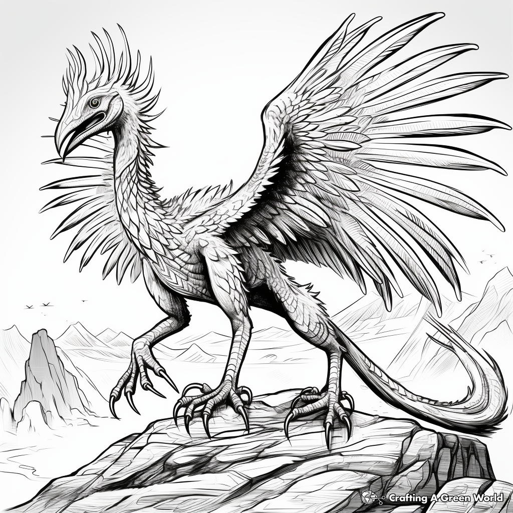Detailed Jurassic Period Microraptor Coloring Pages 2