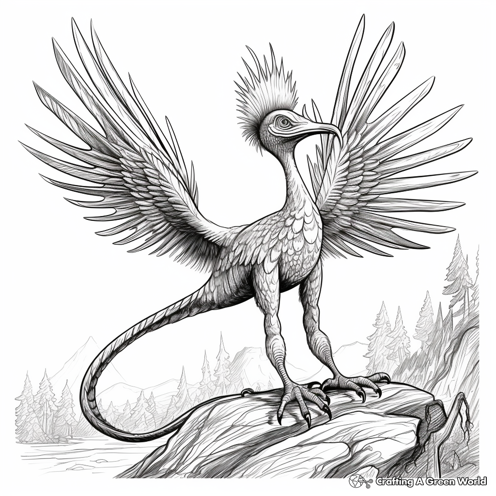 Detailed Jurassic Period Microraptor Coloring Pages 3